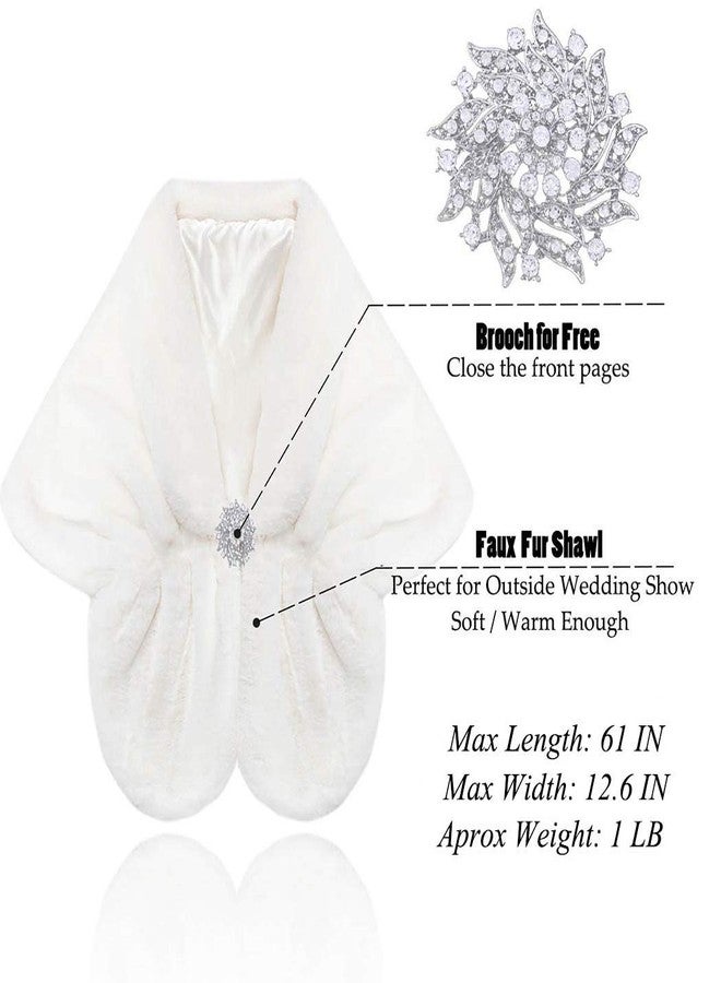TWINKLEDE Wedding Faux Fur Shawl and Scarfs Bridal Fur Wraps and Shawls Winter Fur Stole for Brides and Bridesmaids(White) - Image 2